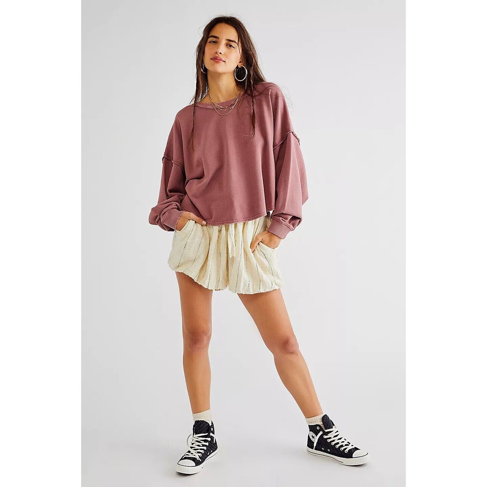 Free People Bae Pullover Top Slouchy Oversized Dropped Shoulders Solid XS 287737